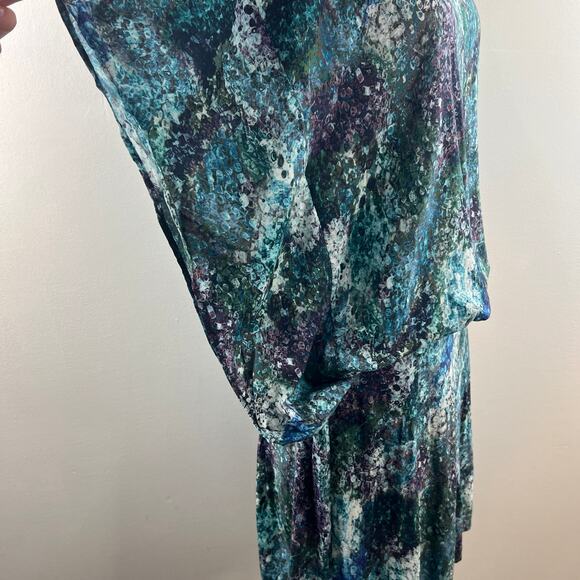 Mado Et Les Autres Green Blue Top and Skirt Set Marble Print Boat Neck Size 36 - Picture 7 of 11